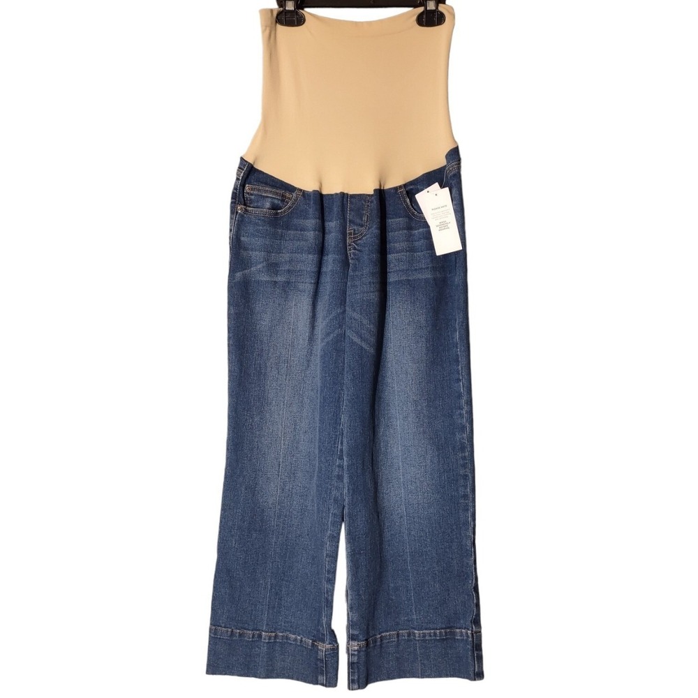 LED‎ Luxe Essentials Denim Cropped Jeans Women's 29 Maternity Wide Leg Dark Wash
